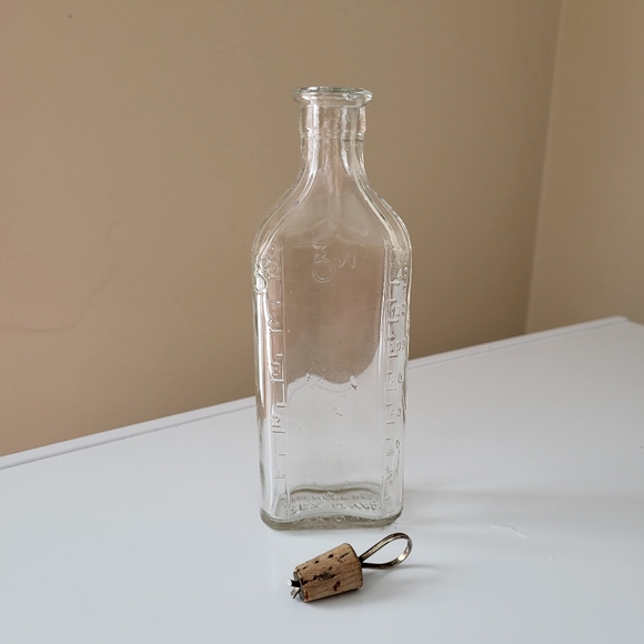 Vintage Antique Rex Oval Clear Glass Prescription Bottle with Cork Stopper - Picture 9 of 16